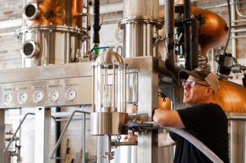 Rich operating the still and giving a tour.